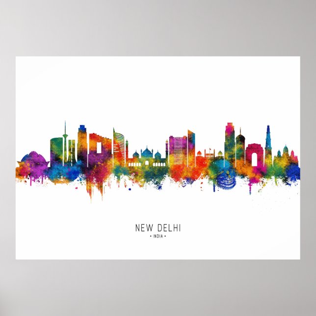 New Delhi India Skyline Poster (Vorne)