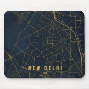 New Delhi Indien Stadtplan Minimales Design Mousepad