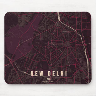 New Delhi Indien Stadtplan Minimales Design Mousepad