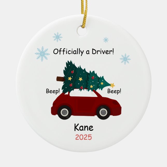 New Driver Ornament, Custom Licensed Driver  Keramik Ornament (Vorne)