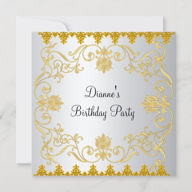 New Elegante White Gold Einladung (Vorderseite)