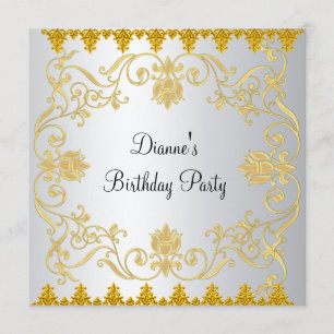 New Elegante White Gold Einladung