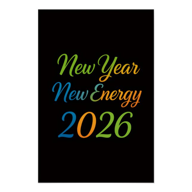 New Energy Fresh Start 2026 Colorful Motivation Poster (Vorderseite)