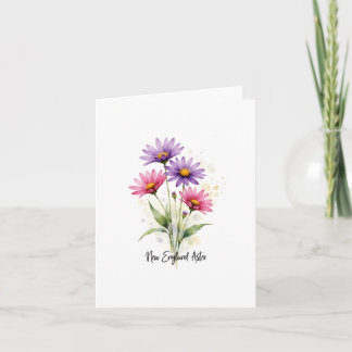 New England Aster Floral Blank Note Card