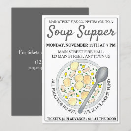 New England Clam Chowder Bowl Soup Cookoff Supper Einladung