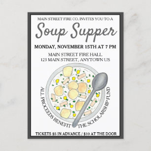 New England Clam Chowder Bowl Soup Cookoff Supper Einladungspostkarte