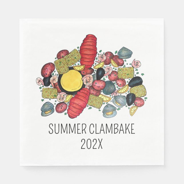 New England Clambake Lobster Boil Block Party Serviette (Vorderseite)