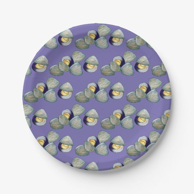 New England Clams Clambake Beach Summer Seafood Pappteller (Vorderseite)