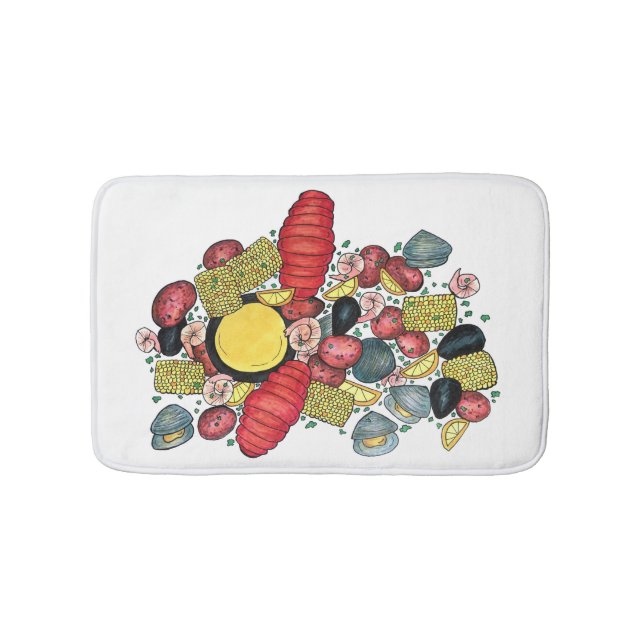 New England Clams Lobster Clambake Seafood Dinner Badematte (Vorderseite)
