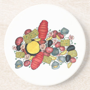 New England Clams Lobster Clambake Seafood Dinner Getränkeuntersetzer