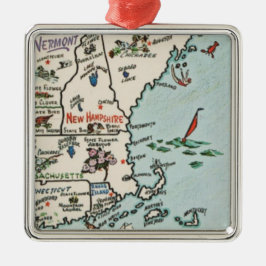 New England Coast Map Ornament Aus Metall