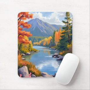 New-England-Herbstlaub-Landschaftsmalerei Mousepad