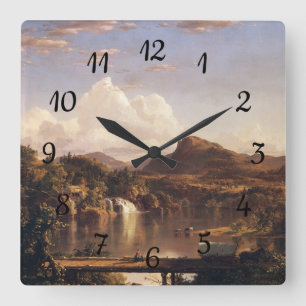 New-England-Landschaft Frederic Edwin Church Quadratische Wanduhr