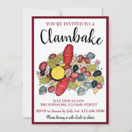 New England Lobster Booking Clambake Seafood Dinne Einladung