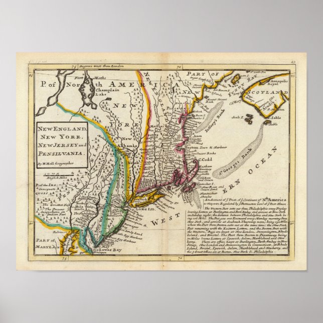 New England, New York, New Jersey und Pennsylvania Poster (Vorne)