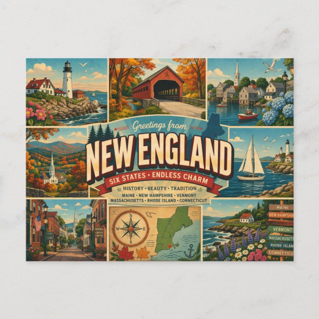 New-England-Postkarte Postkarte (Vorderseite)