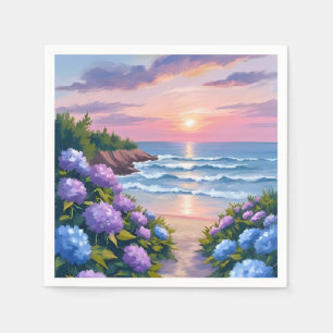 New England Sommer   Hortensien-Strandmalerei Serviette