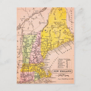 New-England-Staaten-Karte Postkarte