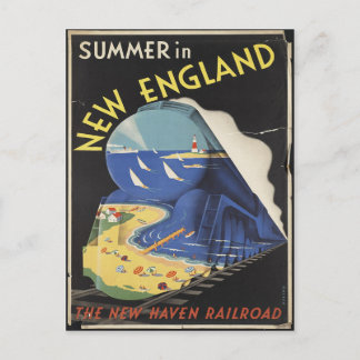 New England Travel Poster Postcard Postkarte