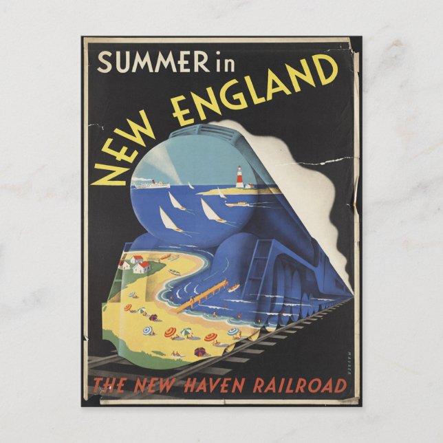 New England Travel Poster Postcard Postkarte (Vorderseite)