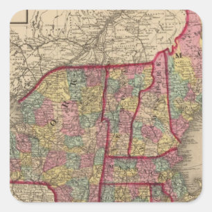 New England und New York Quadratischer Aufkleber