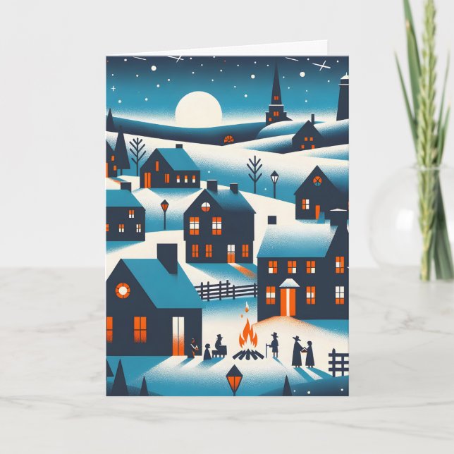 New England Village - Winterlandschaft Karte (Vorderseite)