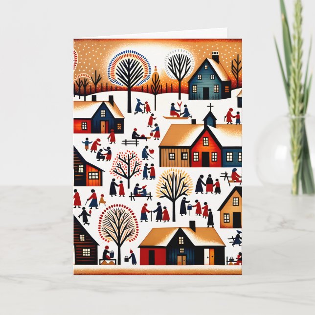 New England Village - Winterlandschaft Karte (Vorderseite)