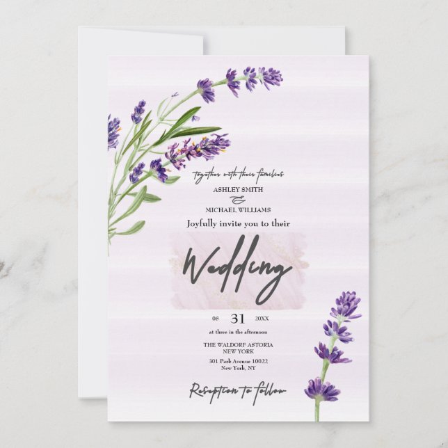 New Fashion Levander Calligraphic Wedding Einladung (Vorderseite)