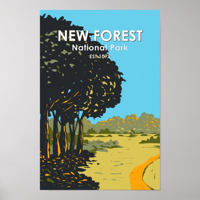 New Forest National Park England Vintage Poster (Vorne)