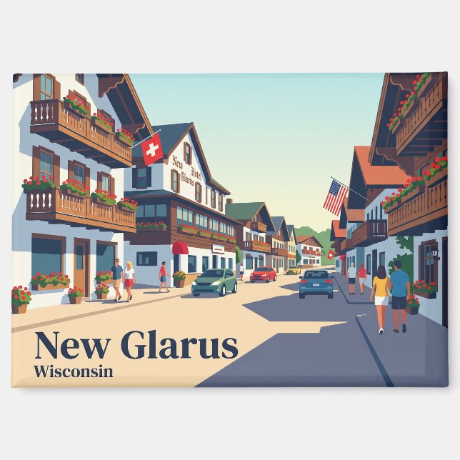New Glarus, Wisconsin USA Magnet (Vorderseite)