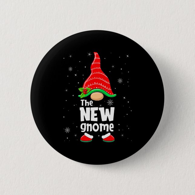 New Gnome Matching Family Group Christmas Party Pa Button (Vorderseite)