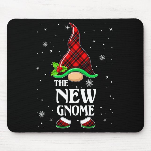 New Gnome Red Plaid Matching Family Christmas Paja Mousepad (Vorne)