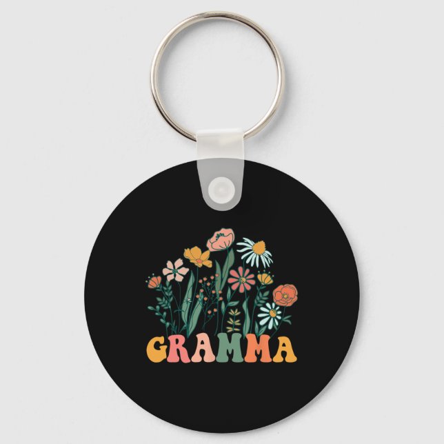 New Gramma Wildflower First Birthday &amp; Baby Sh Schlüsselanhänger (Vorderseite)