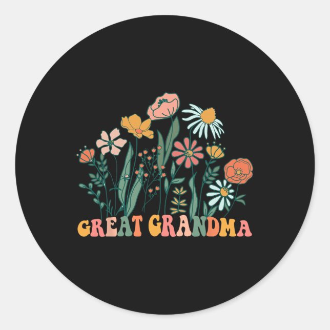 New Great Grandma Wildflower First Birthday &amp;  Runder Aufkleber (Vorderseite)