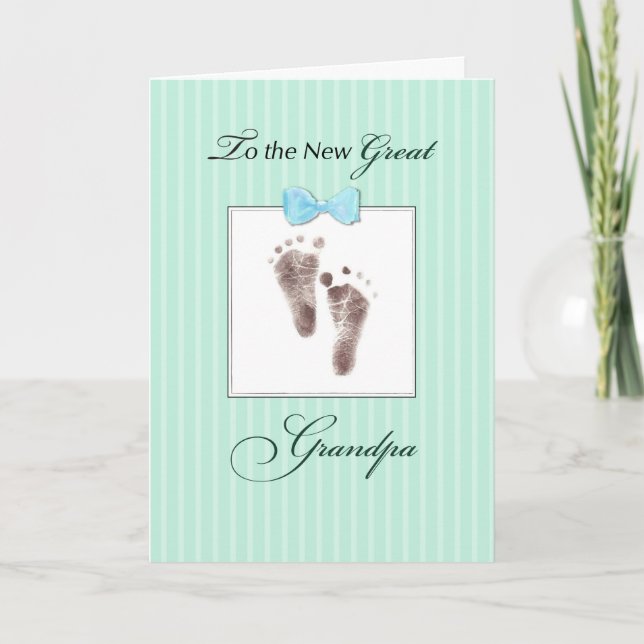 New Great Opa of Great Grandson Green Footprin Karte (Vorderseite)