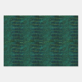 New! Green Faux Leather Geschenkpapier Set