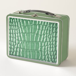 New! Green Faux Leather Metall Brotdose