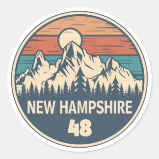 New Hampshire 48 Sunset Runder Aufkleber