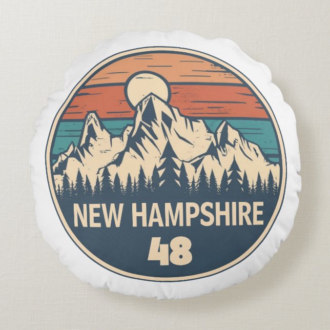 New Hampshire 48 Sunset Rundes Kissen (Vorderseite)