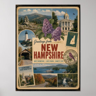 New Hampshire Authentischer Vintage-Stil Poster