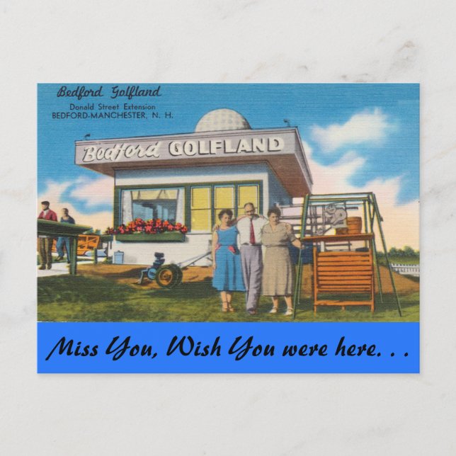 New Hampshire, Bedford Golfland, Manchester Postkarte (Vorderseite)