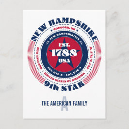 New Hampshire, Concord, NH, Patriotic, Monogram Postkarte