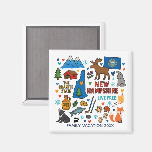 New Hampshire Family Trip Keepsake Custom Magnet (Vorderseite/Rückseite)