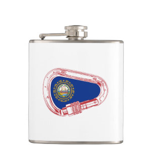 New Hampshire Flag Klettersteig Carabiner Flachmann