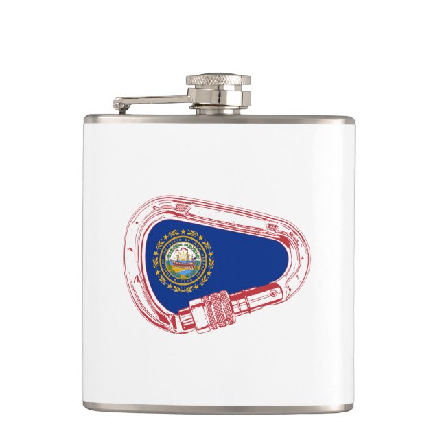 New Hampshire Flag Klettersteig Carabiner Flachmann (Vorderseite)