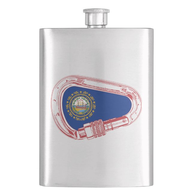 New Hampshire Flag Klettersteig Carabiner Flachmann (Vorderseite)