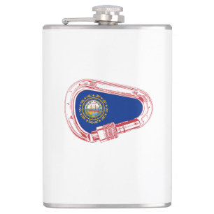 New Hampshire Flag Klettersteig Carabiner Flachmann