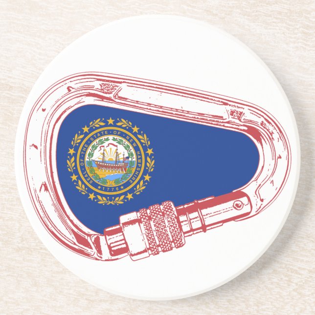 New Hampshire Flag Klettersteig Carabiner Sandstein Untersetzer (Vorne)
