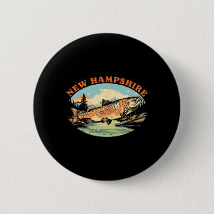 New Hampshire Forellen-Fliegenfischen Angler Kunst Button