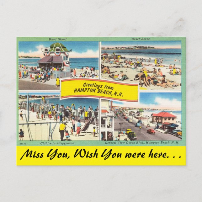 New Hampshire, Grüße aus Hampton Beach Postkarte (Vorderseite)
